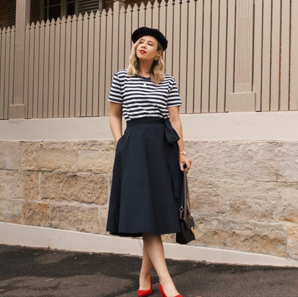 JW Anderson x Uniqlo navy circle midi skirt
